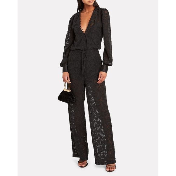 NIGHT NIGHT By Jonathan Simkhai Fil Coupé Black Long Sleeve Bodysuit - Picture 3 of 14